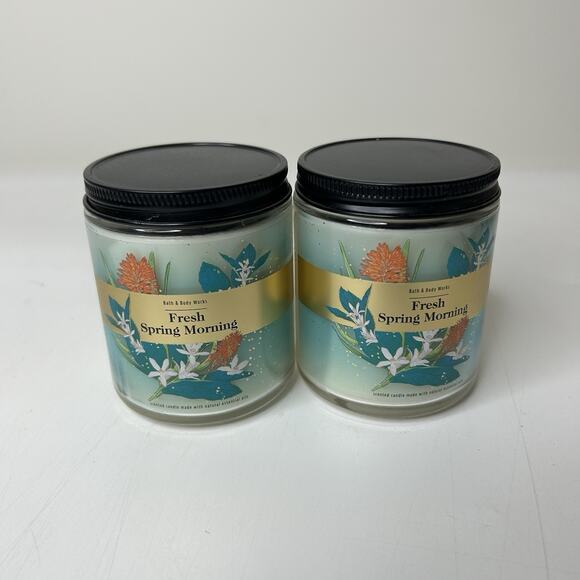 Bath & Body Works Single Wick Candle Lot Of 2 Fresh Spring Morning 7oz - Picture 1 of 6